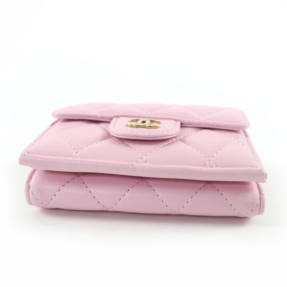 CHANEL Pink Lambskin Leather Logo Wallet - Picture 4 of 13
